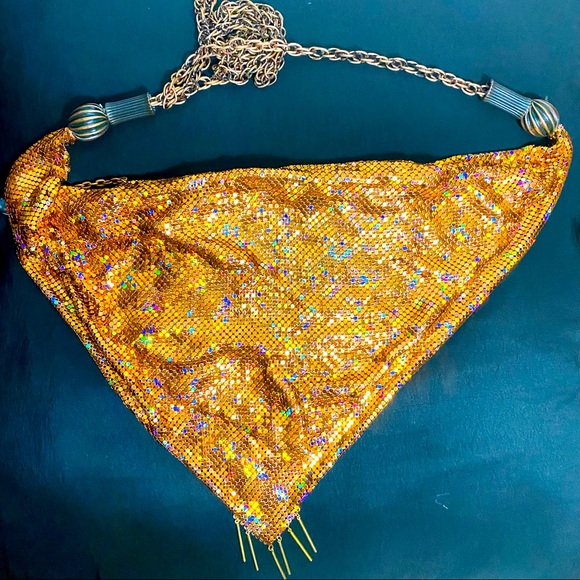 Mesh Link Slouchy Bronze Crossbody Purse - Picture 1 of 4